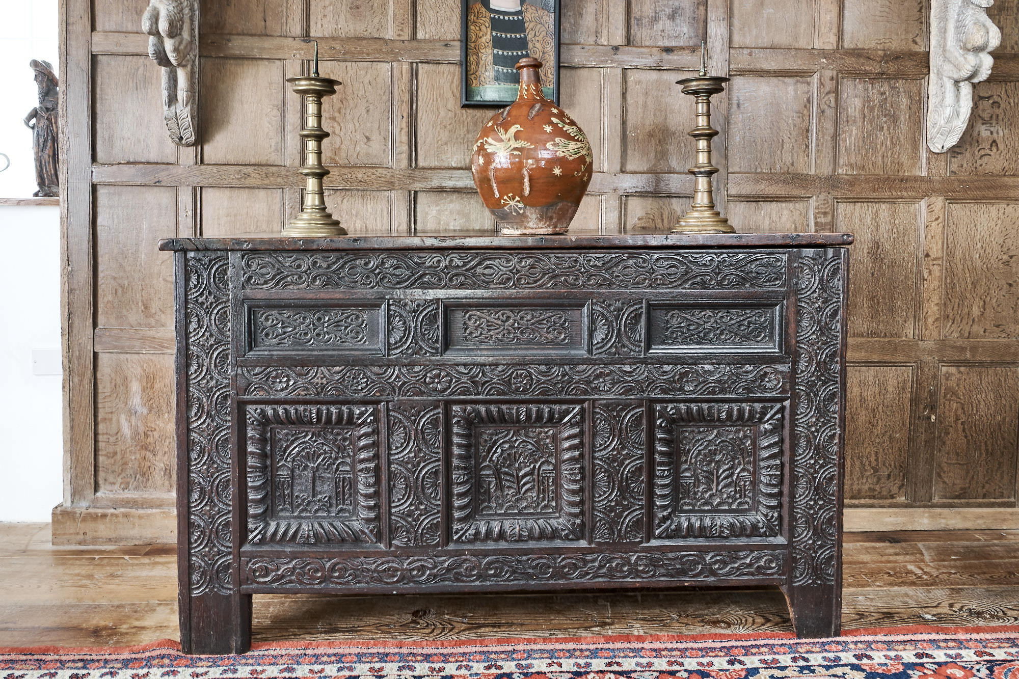 James I carved oak chest