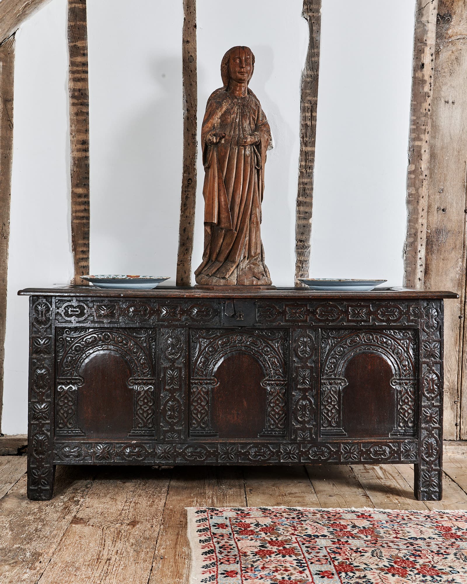 James I oak carved chest