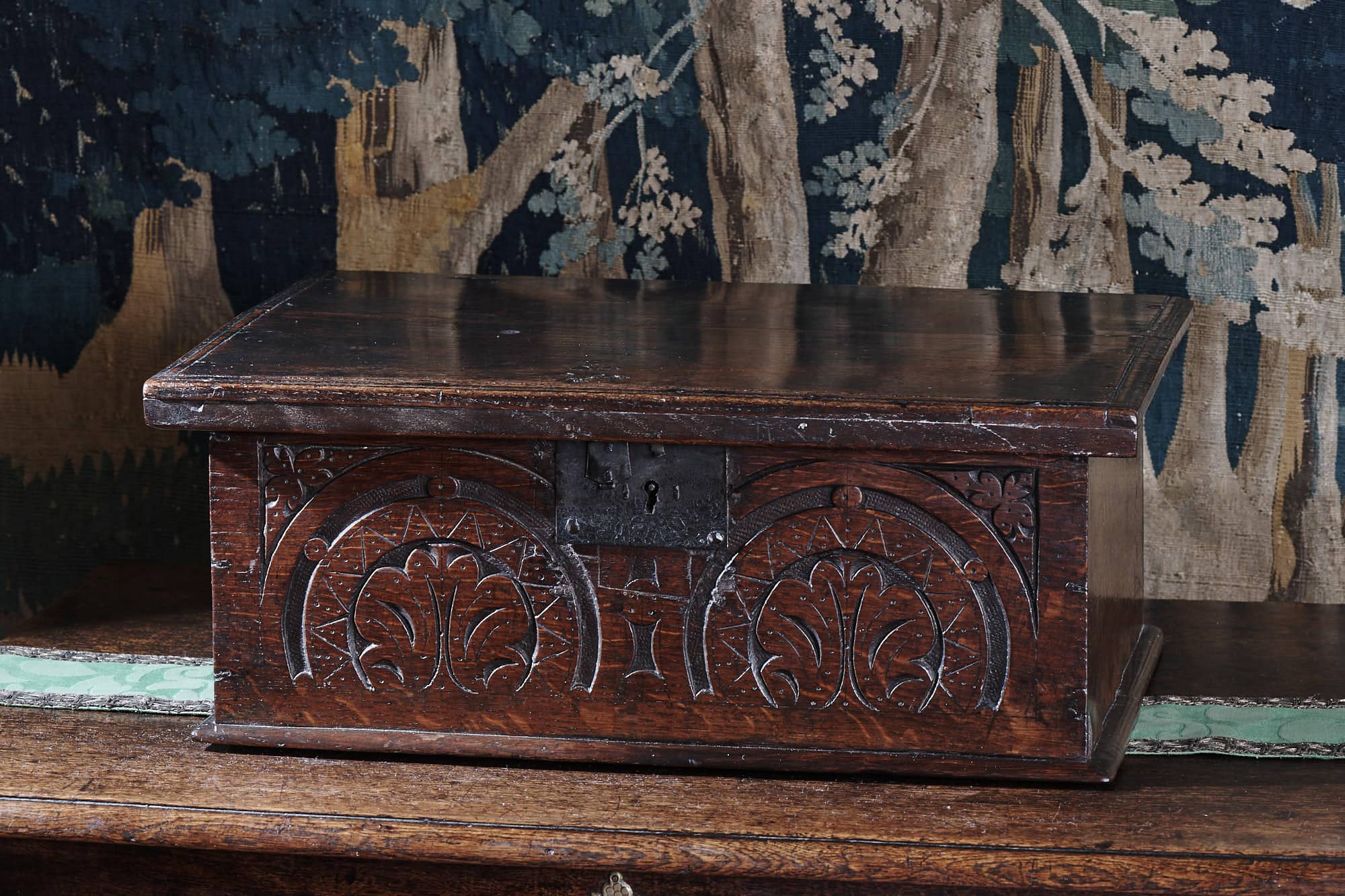 Charles II oak carved box