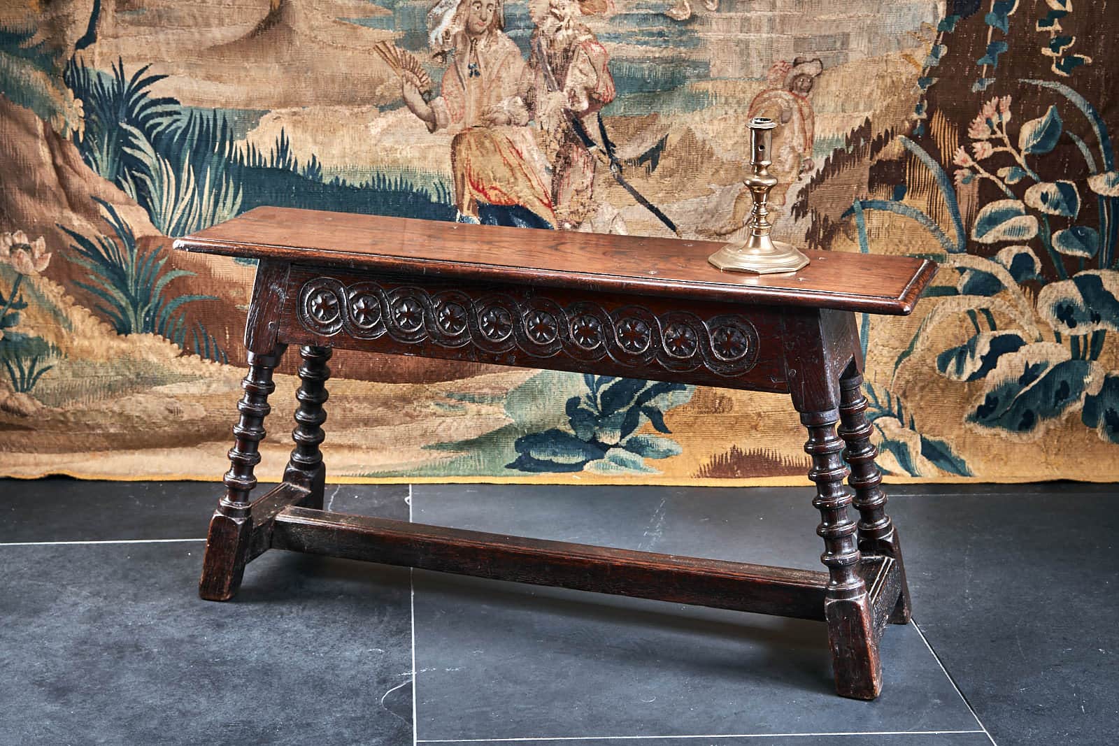 Charles I oak carved bench
