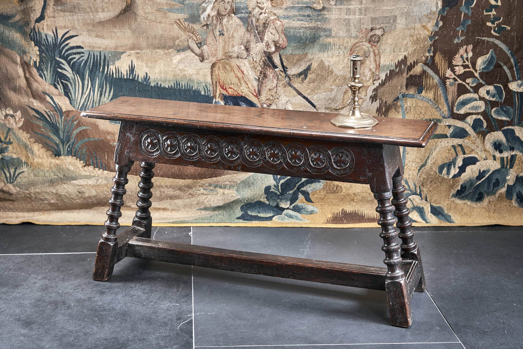 Charles I oak carved bench