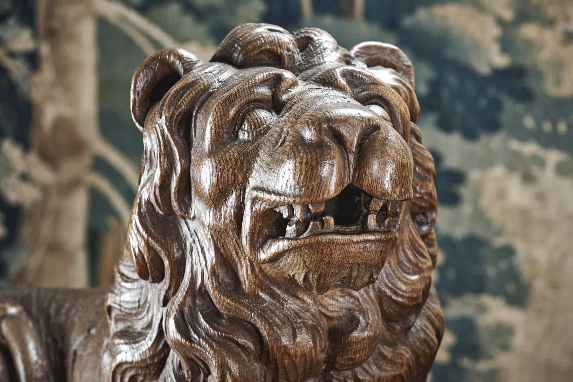 Pair of 17th century heraldic lions