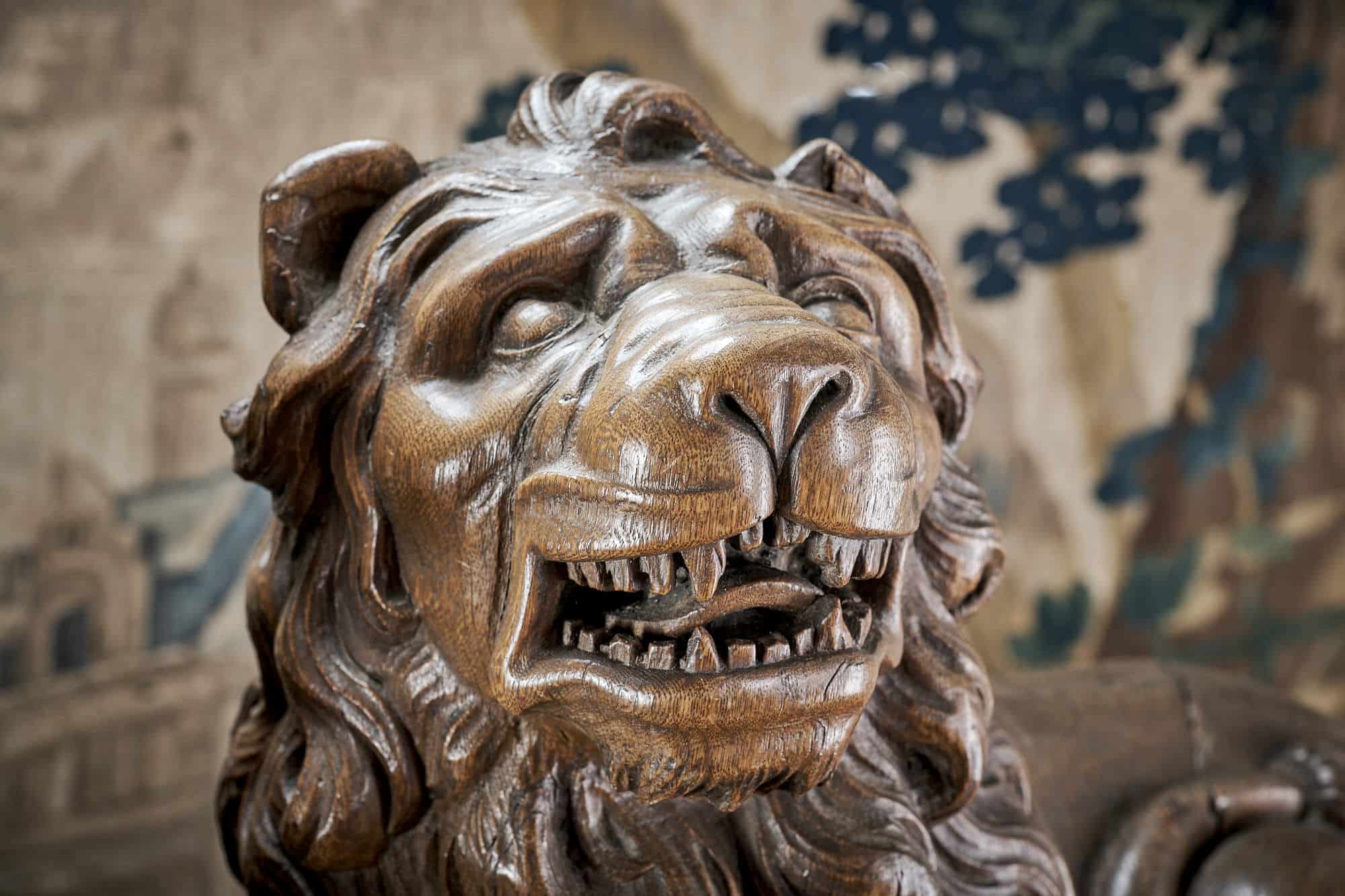 Pair of 17th century heraldic lions