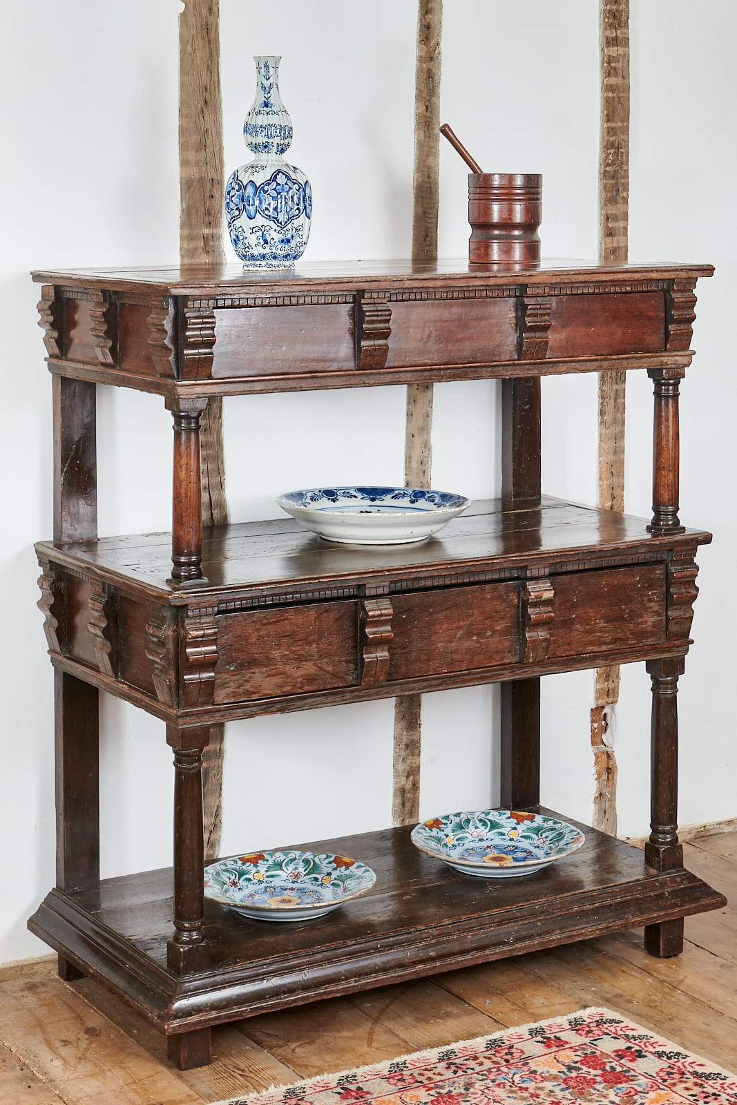 Charles I oak three tier buffet