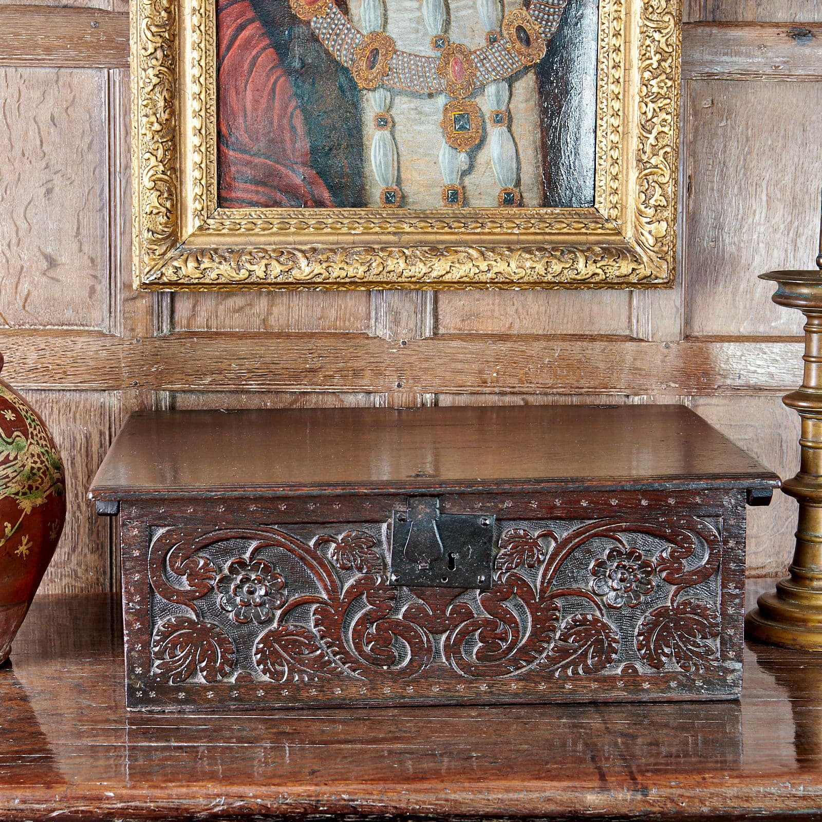 Exeter carved oak box