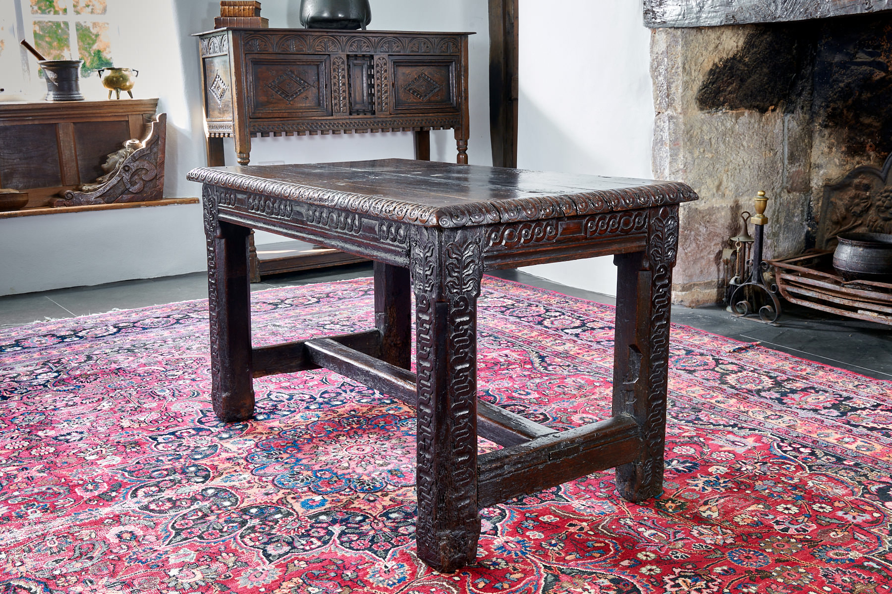 Elizabeth I oak carved table