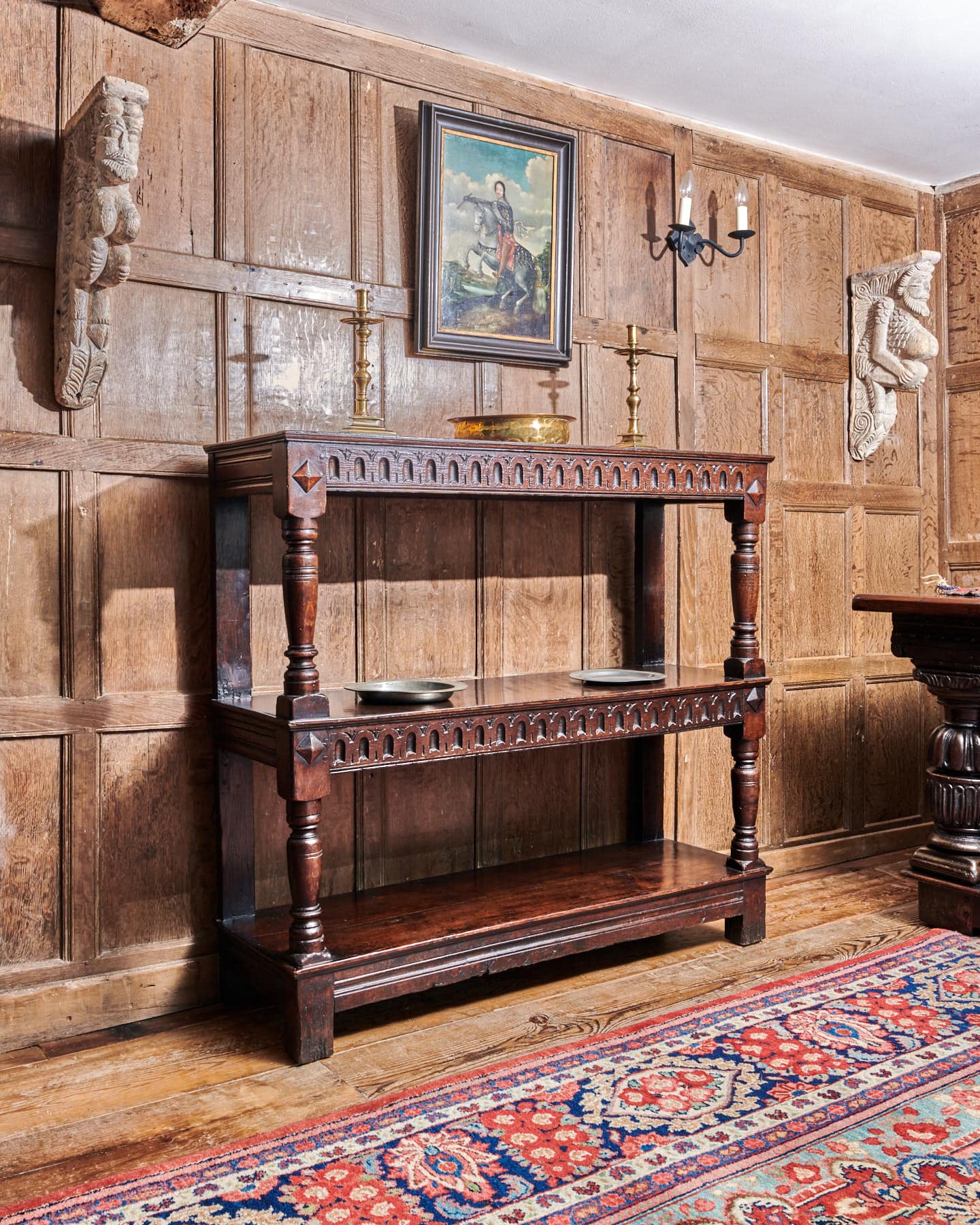 Charles I oak three tier buffet