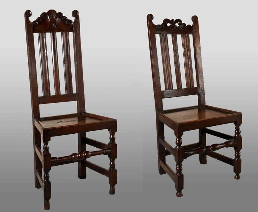 Late 17th century joined oak pair of chairs