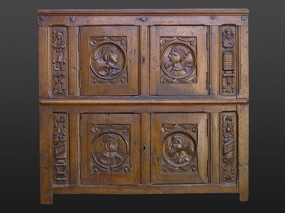 Henry VIII oak joined cupboard-front