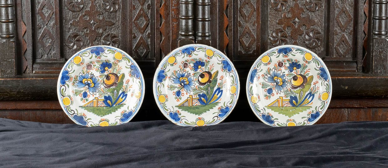 Set of three 18th century plates