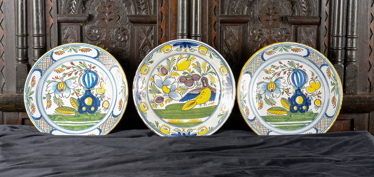 Three 18th century Delft chargers