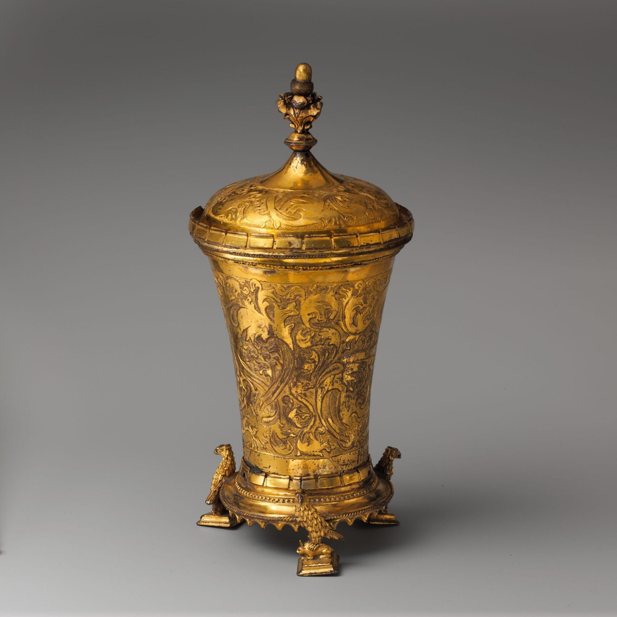 Late 15th century copper gilt beaker