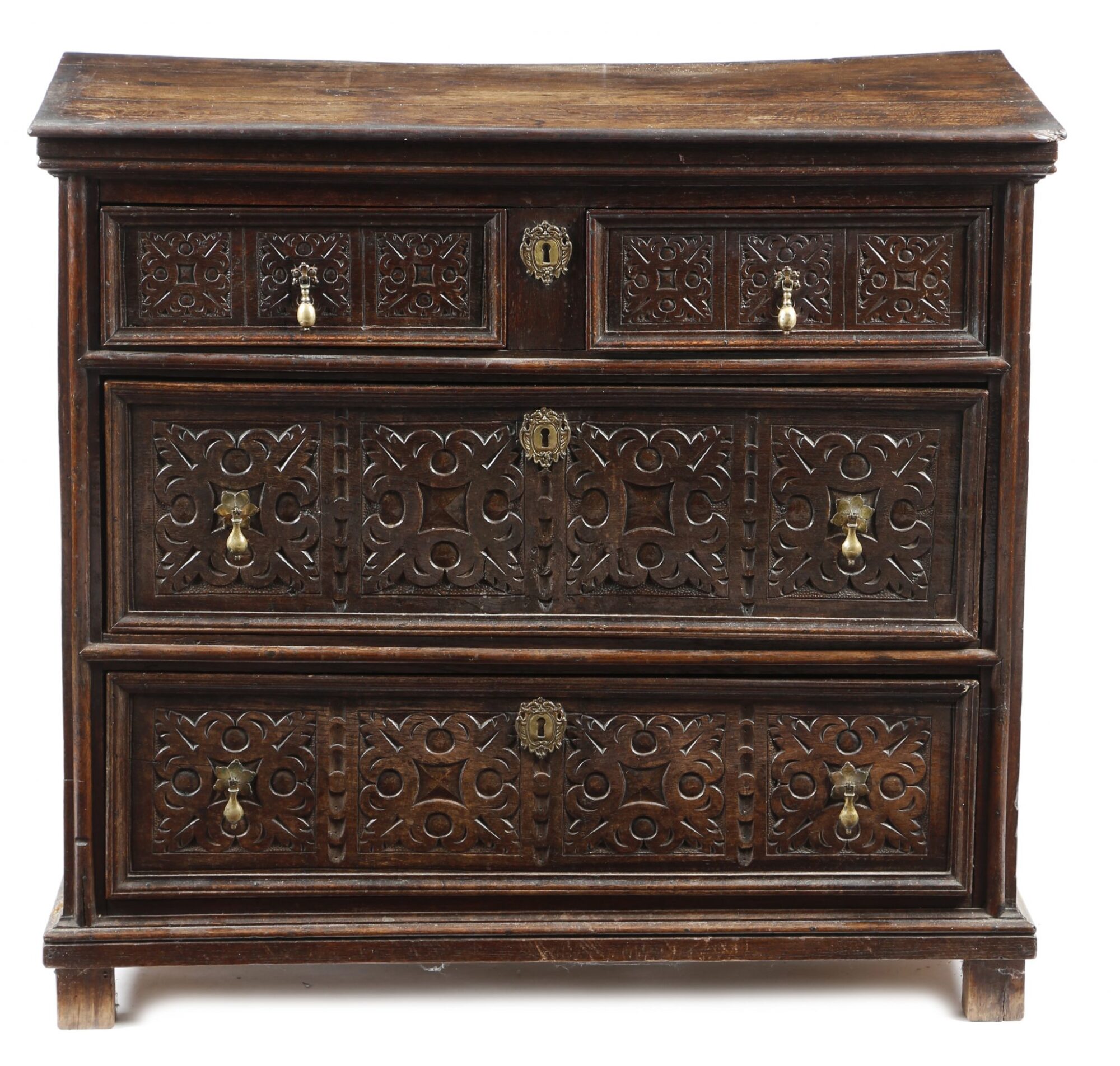 Exeter carved oak chest of drawers