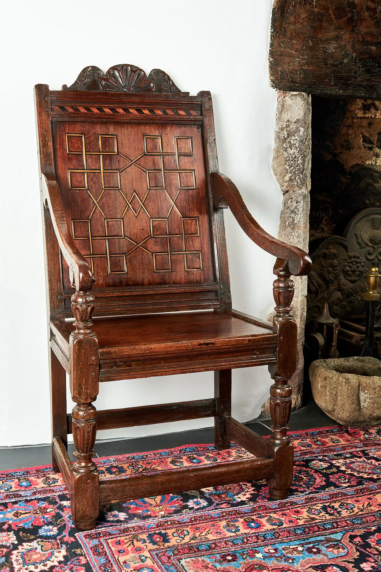 Elizabeth I inlaid and carved armchair
