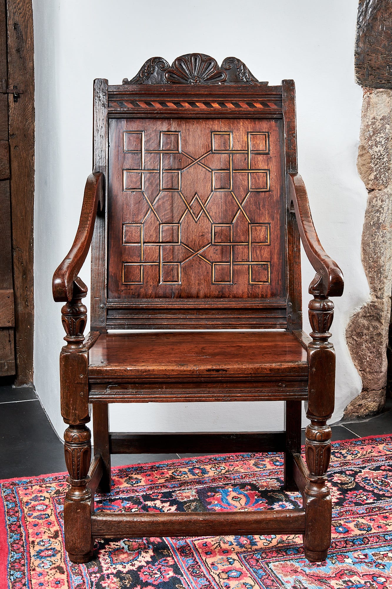 Elizabeth I inlaid and carved armchair