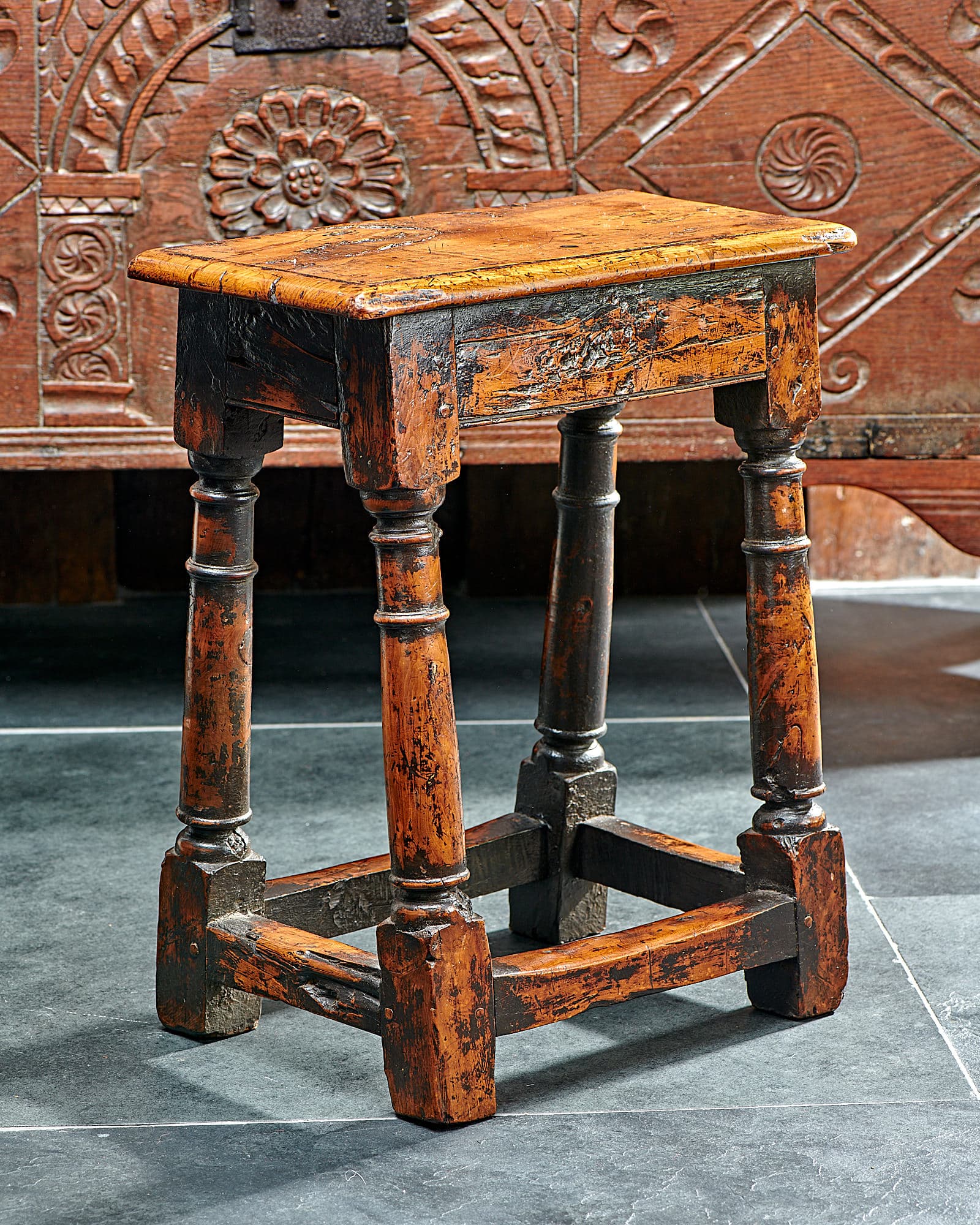 Charles I yew wood stool