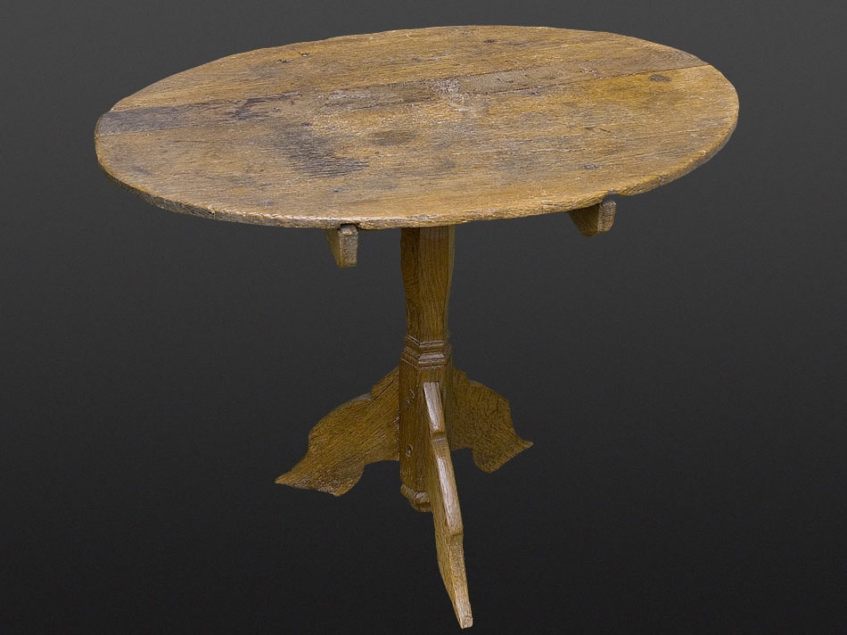 French late gothic oak, tilt top, oval table
