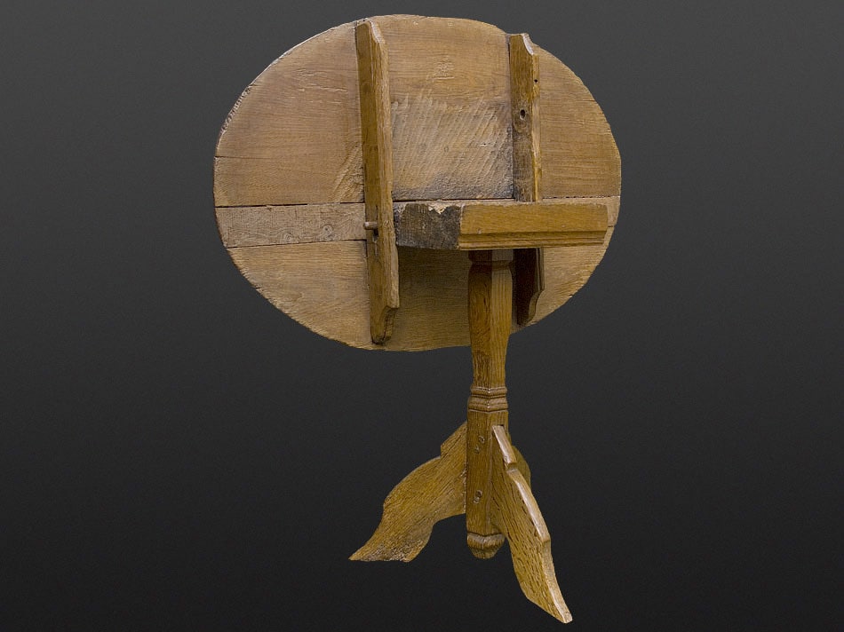 French late gothic oak, tilt top, oval table