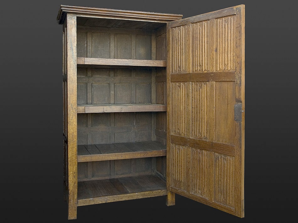 Gothic oak linenfold armoire