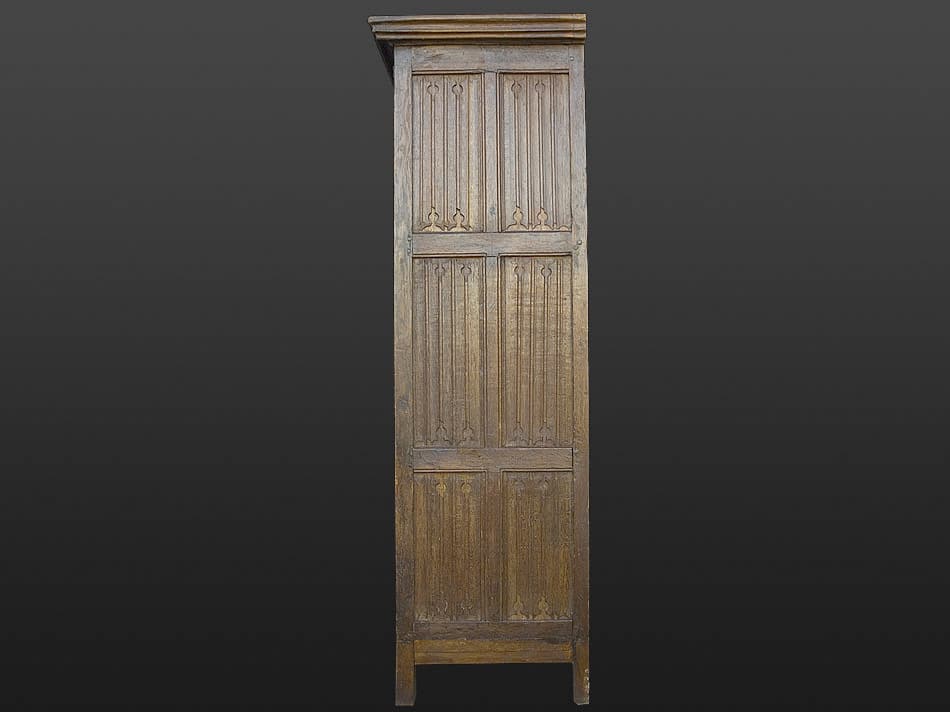 Gothic oak linenfold armoire