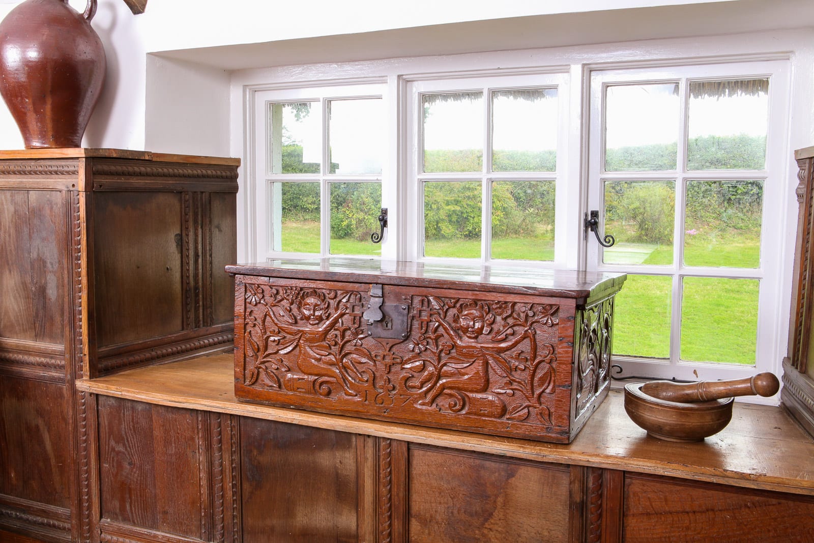 Charles I oak carved box