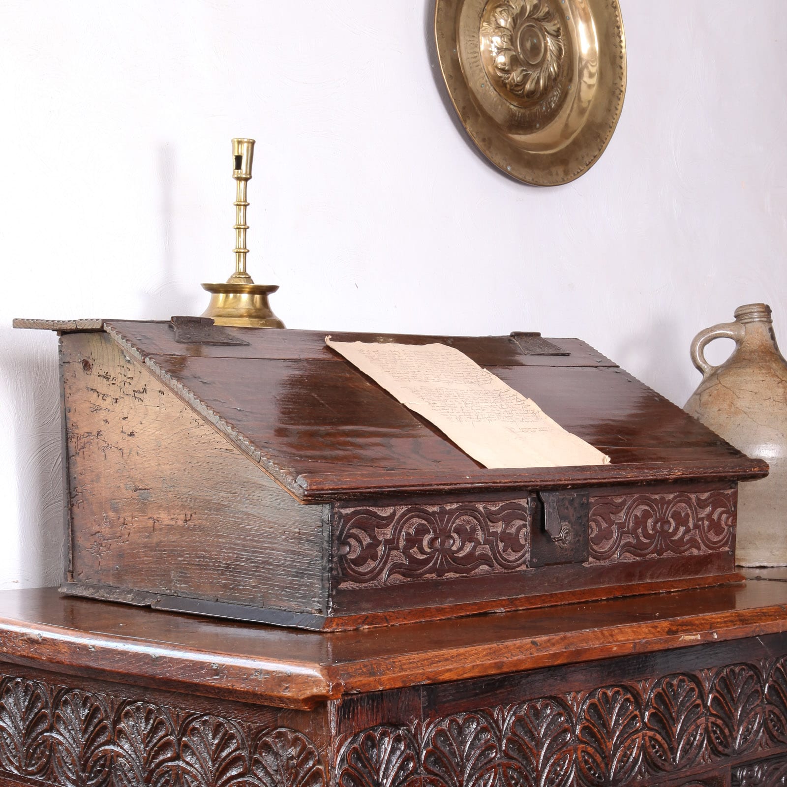 17th century boarded desk box