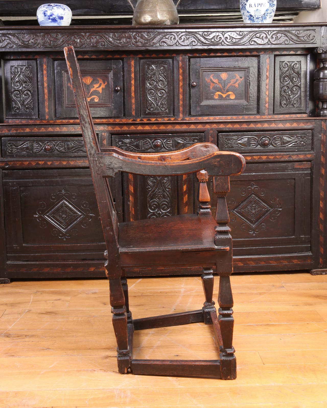 Elizabeth I oak carved armchair
