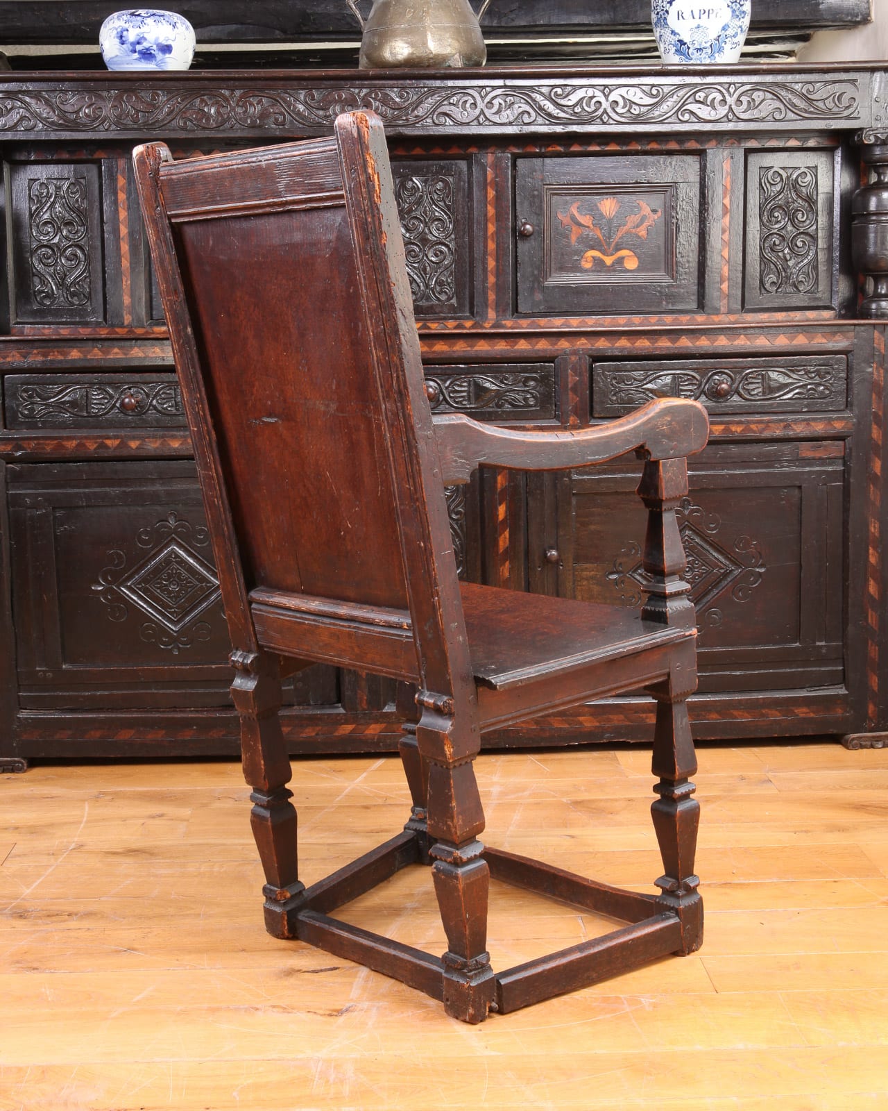 Elizabeth I oak carved armchair