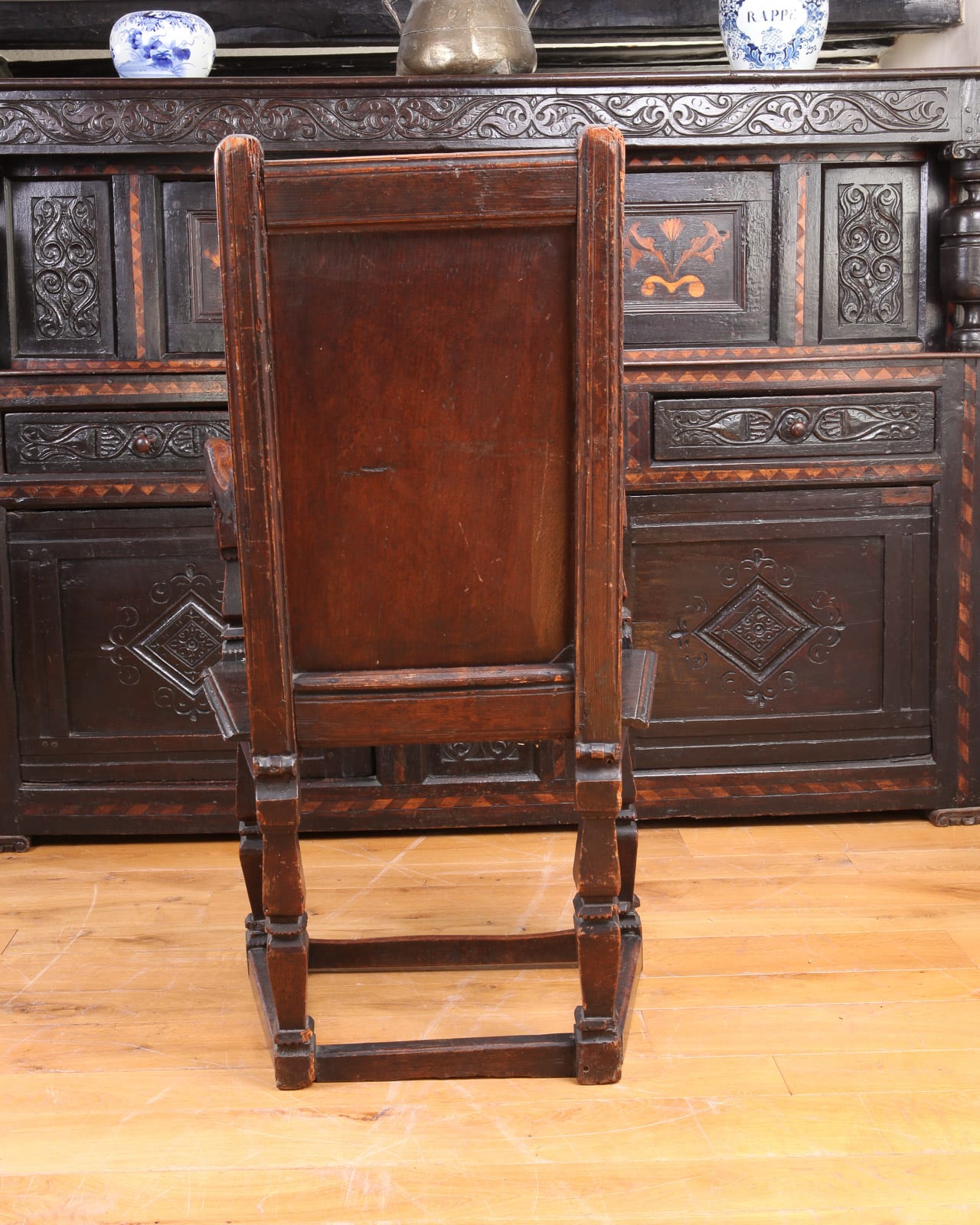Elizabeth I oak carved armchair
