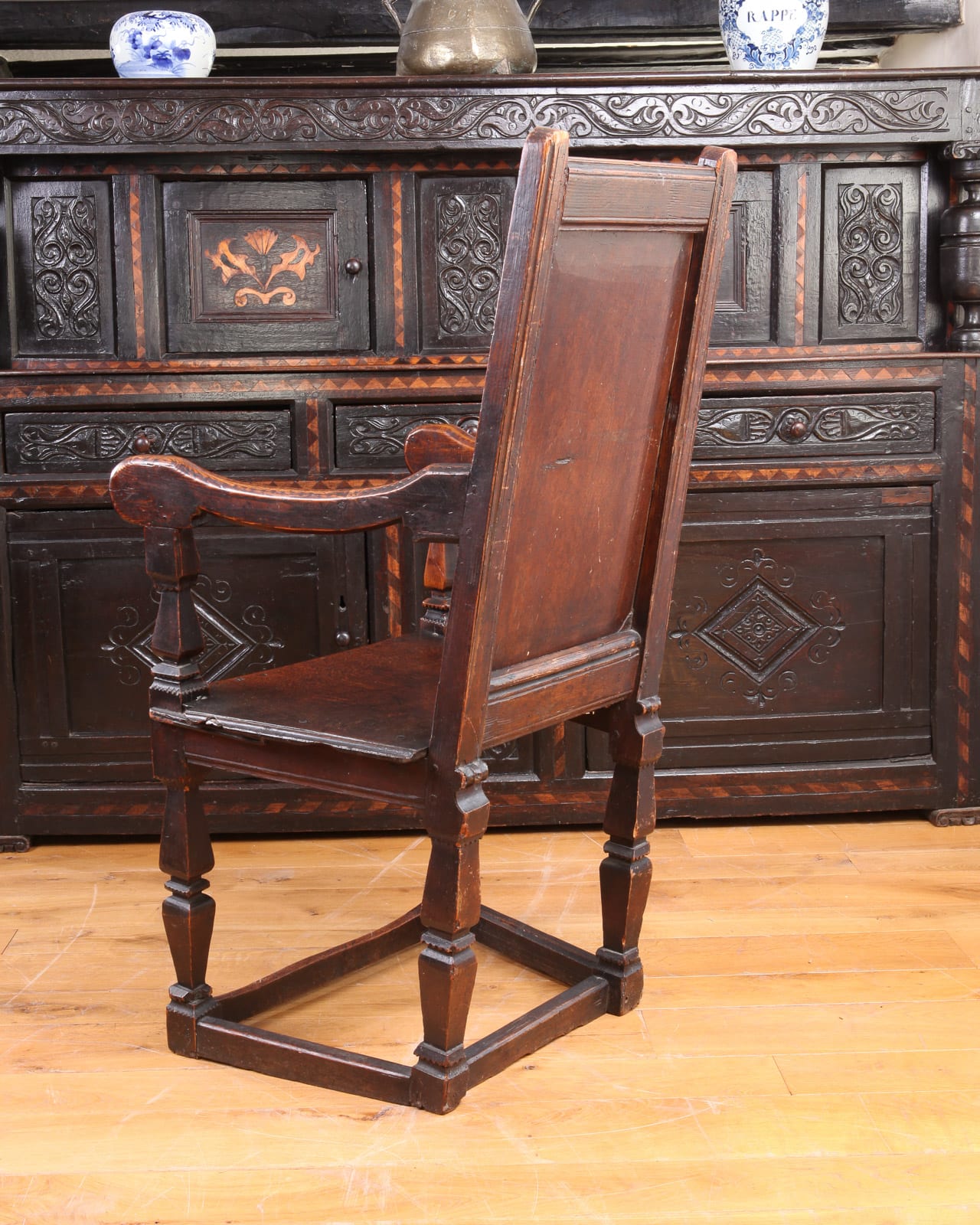 Elizabeth I oak carved armchair
