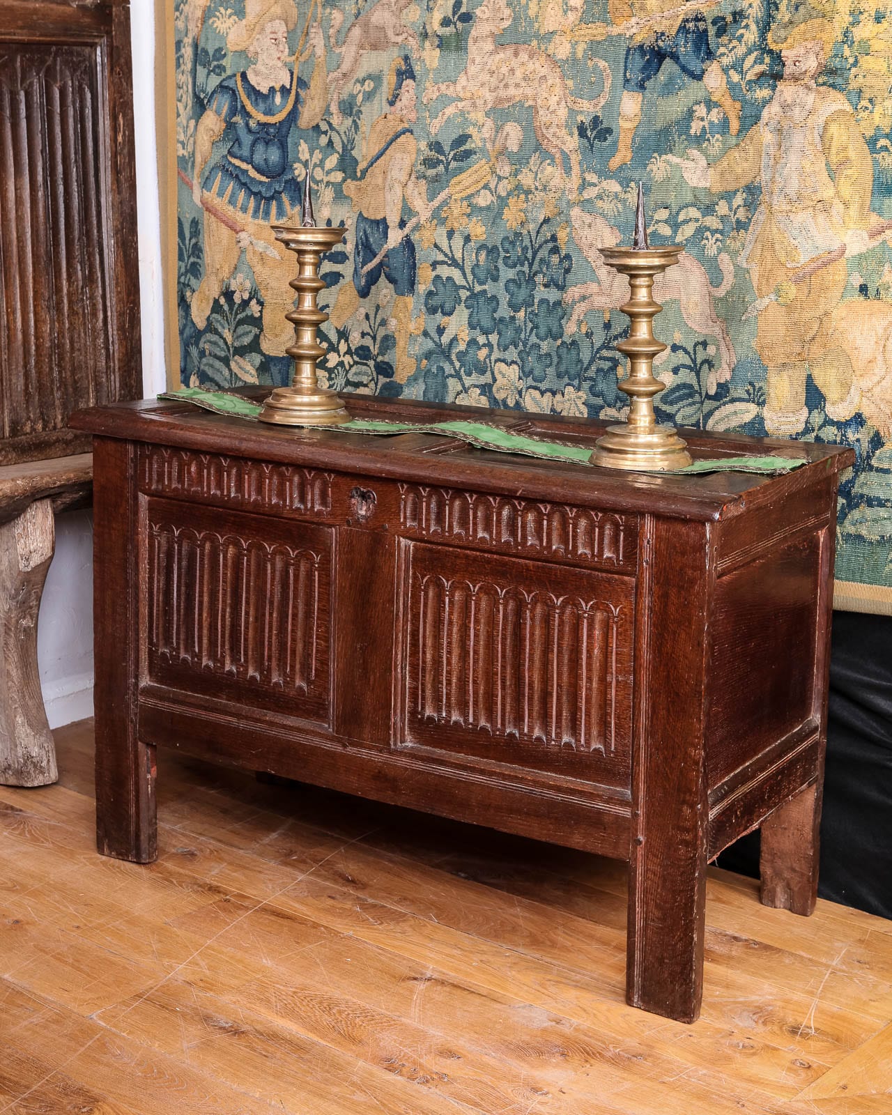 Elizabeth I oak carved chest