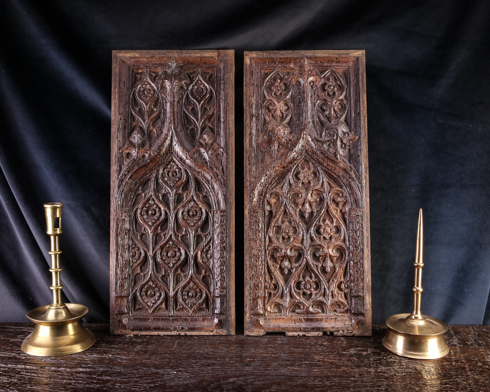 Pair of Gothic tracery panels