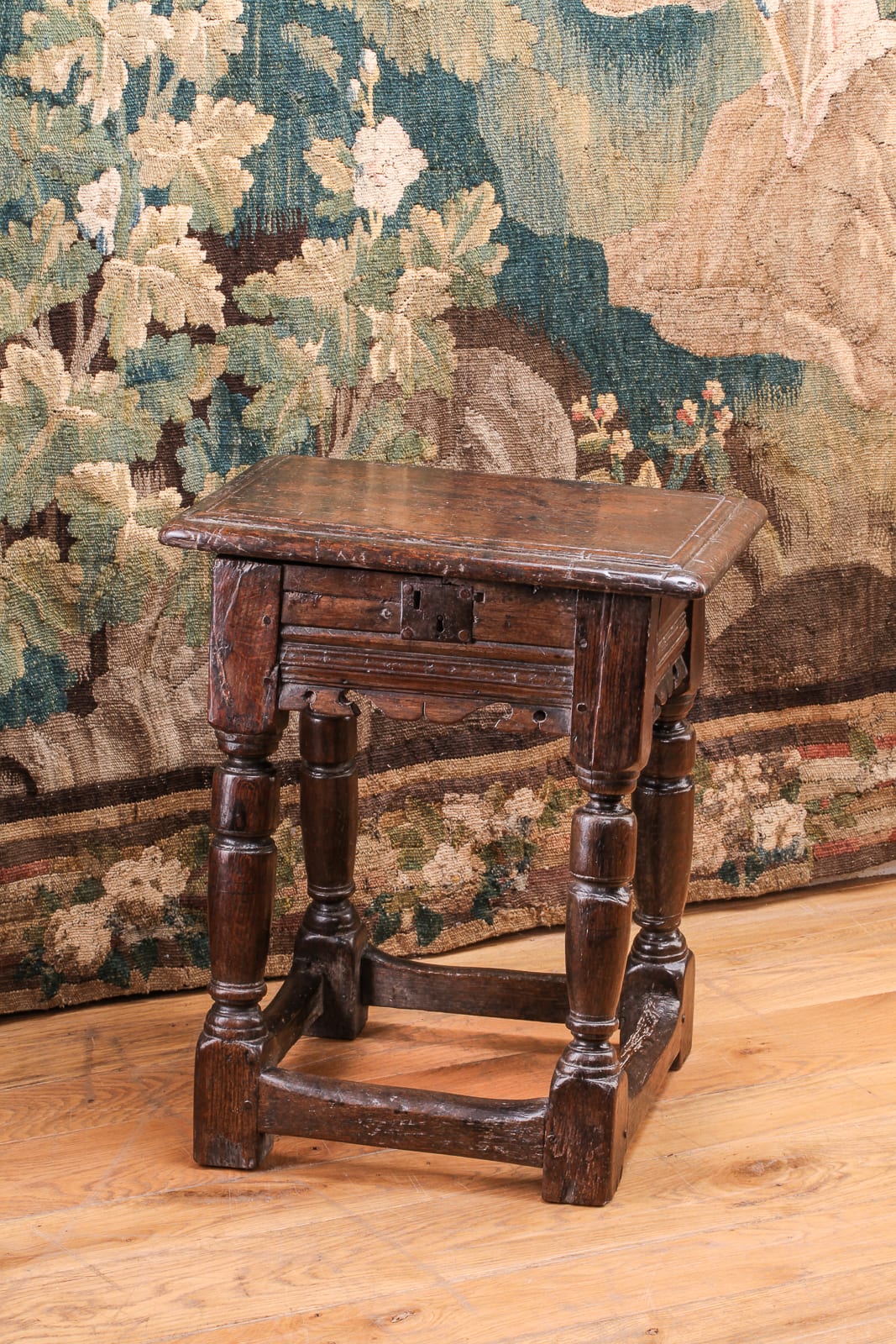 Joined oak box stool