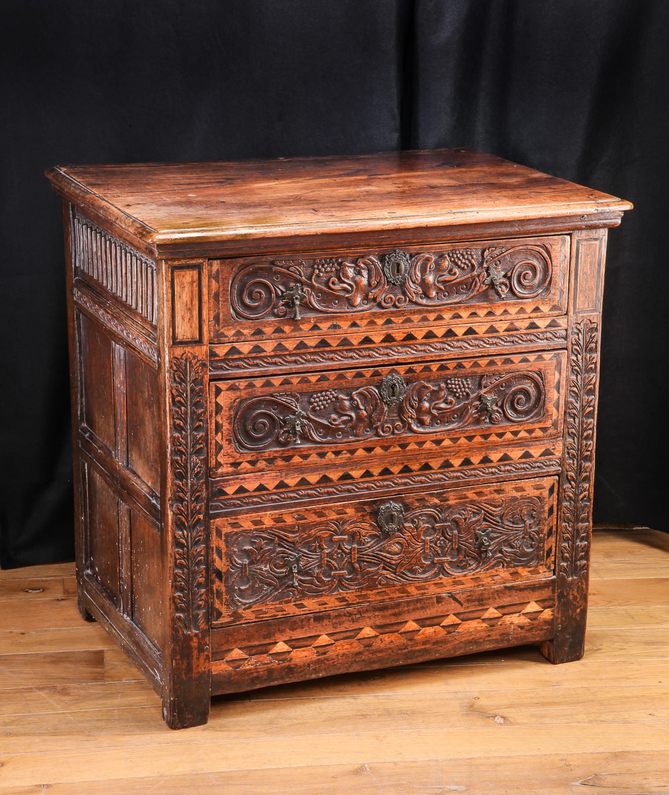 James I inlaid chest of drawers
