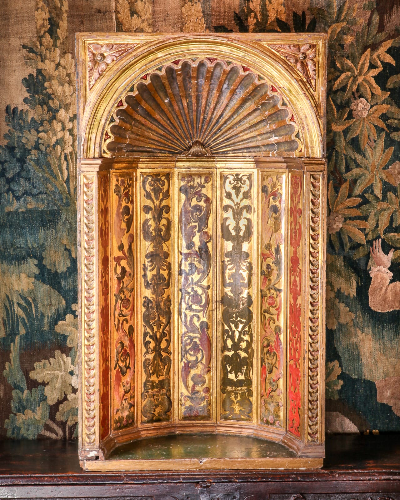 16th century parcel gilt wall niche