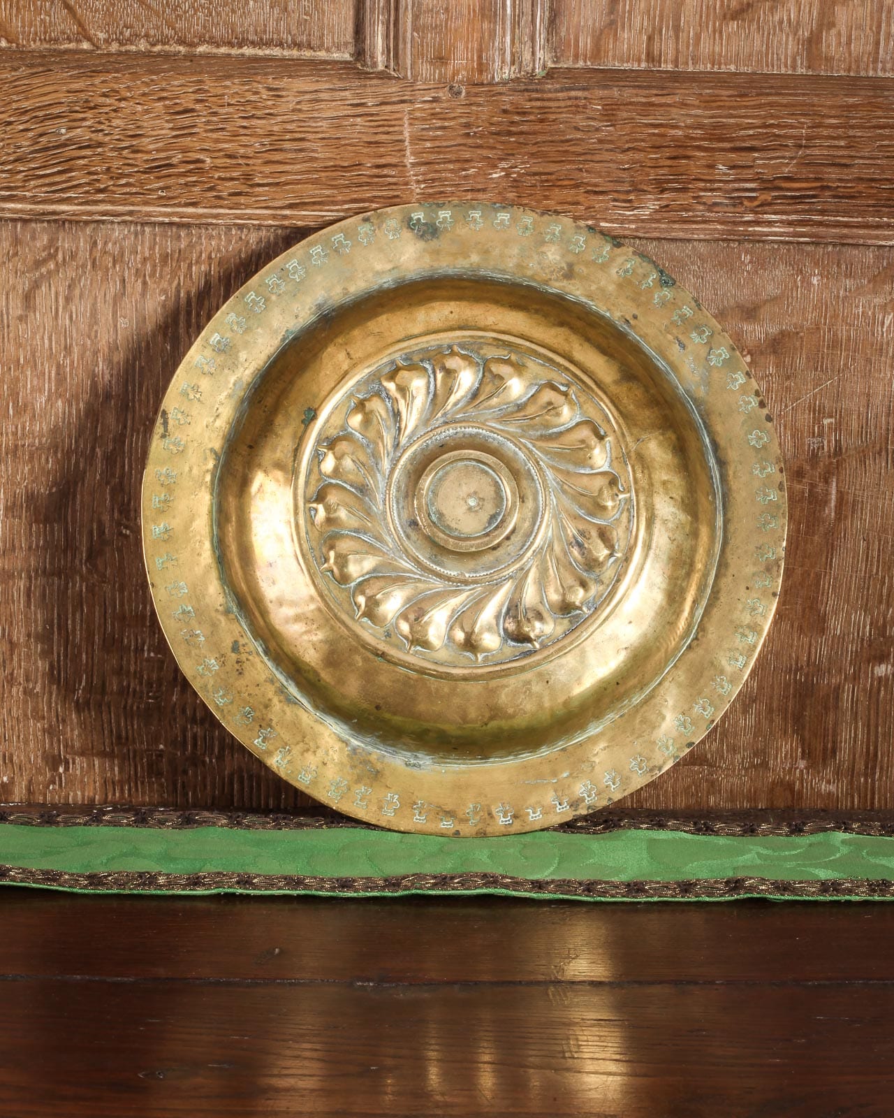16th century brass alms dish