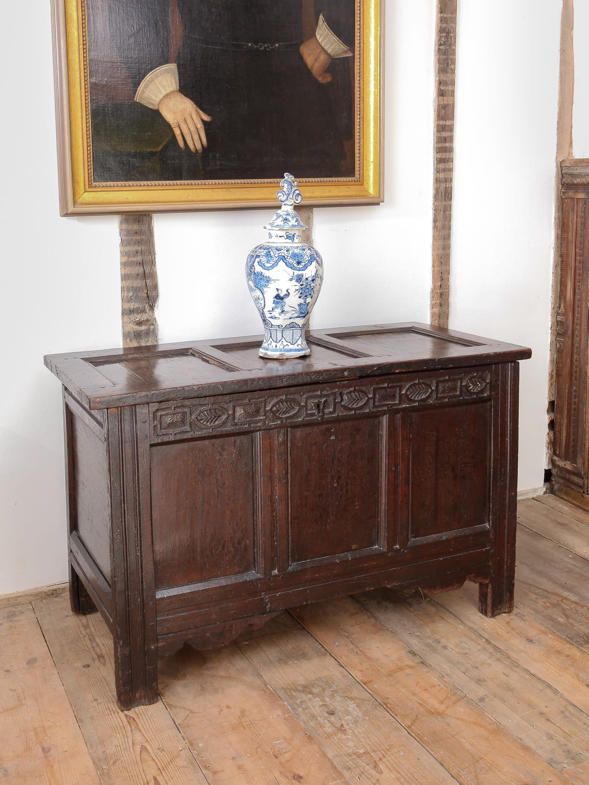 James I oak carved Exeter chest