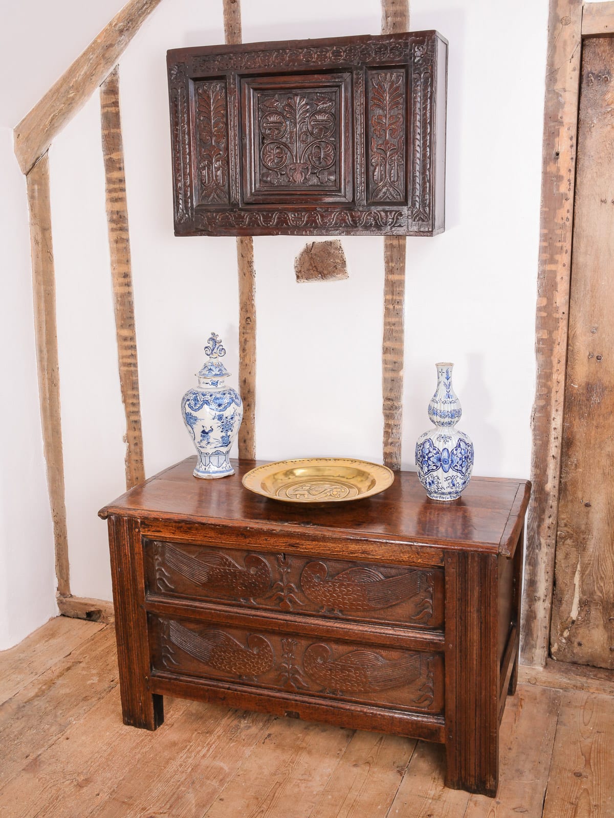 Charles II oak wall cupboard