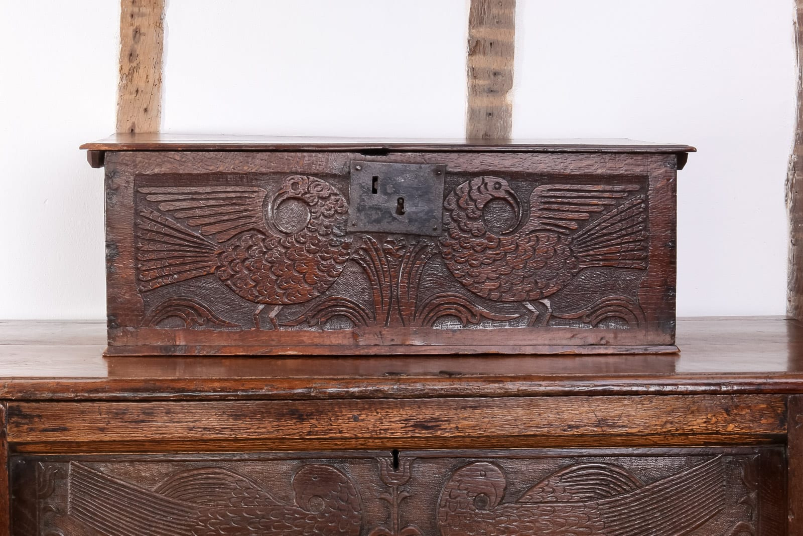 Charles II carved oak box
