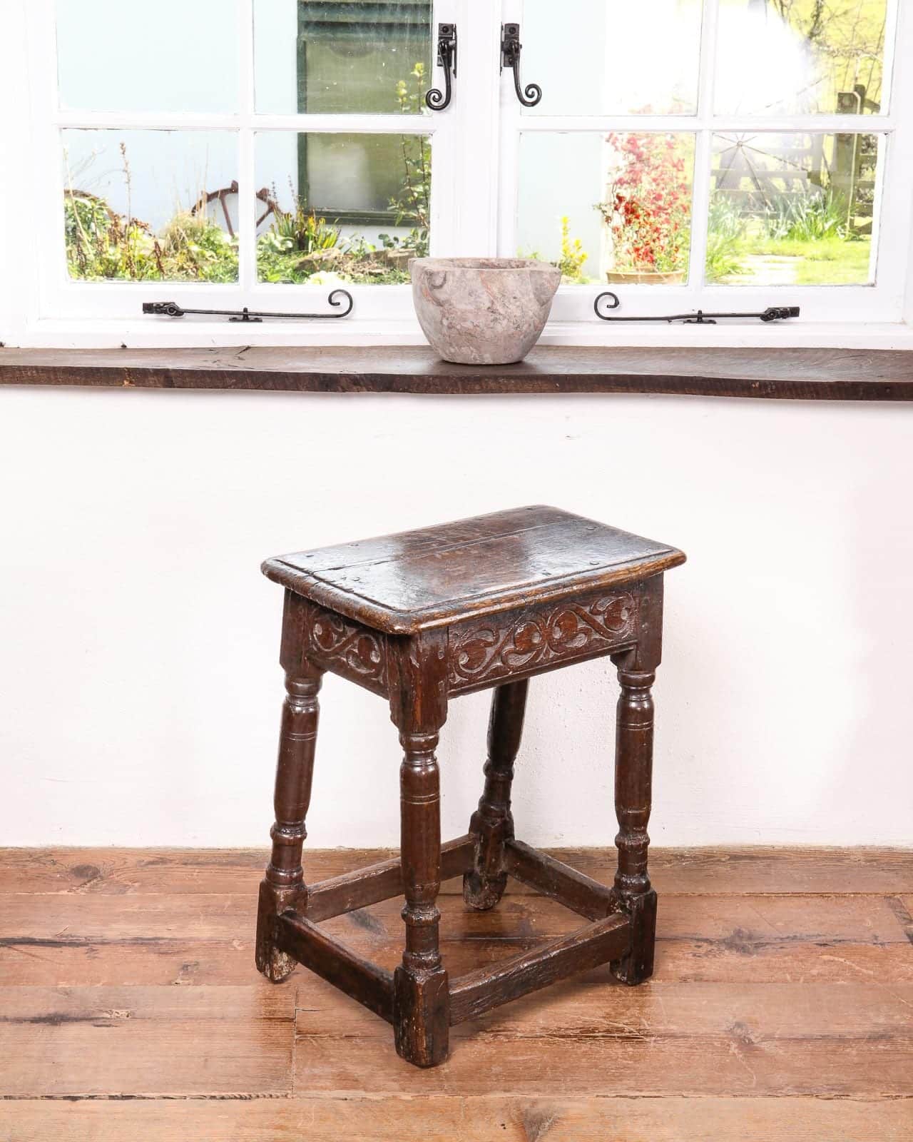 17th century joined oak stool