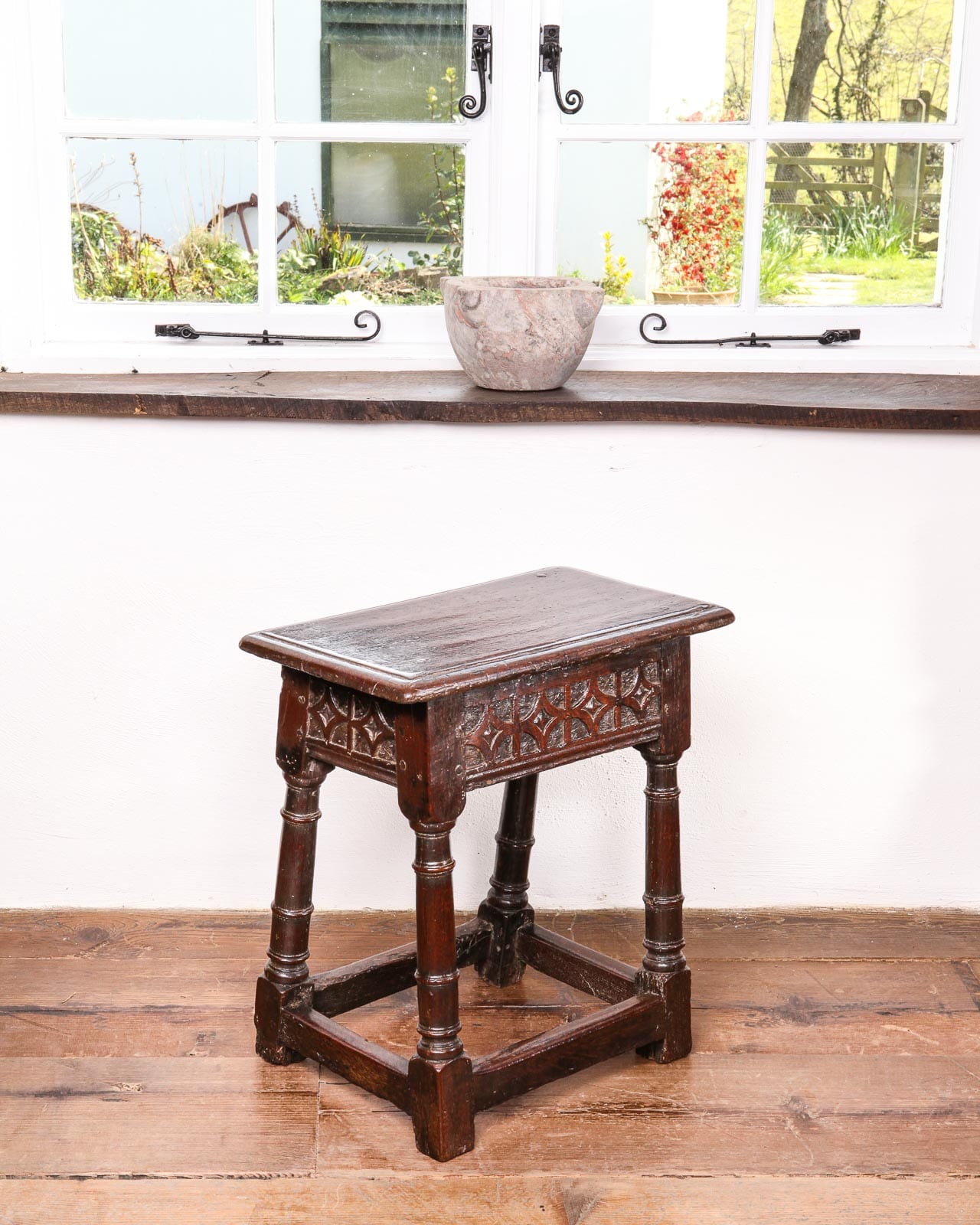 17th century joined oak stool