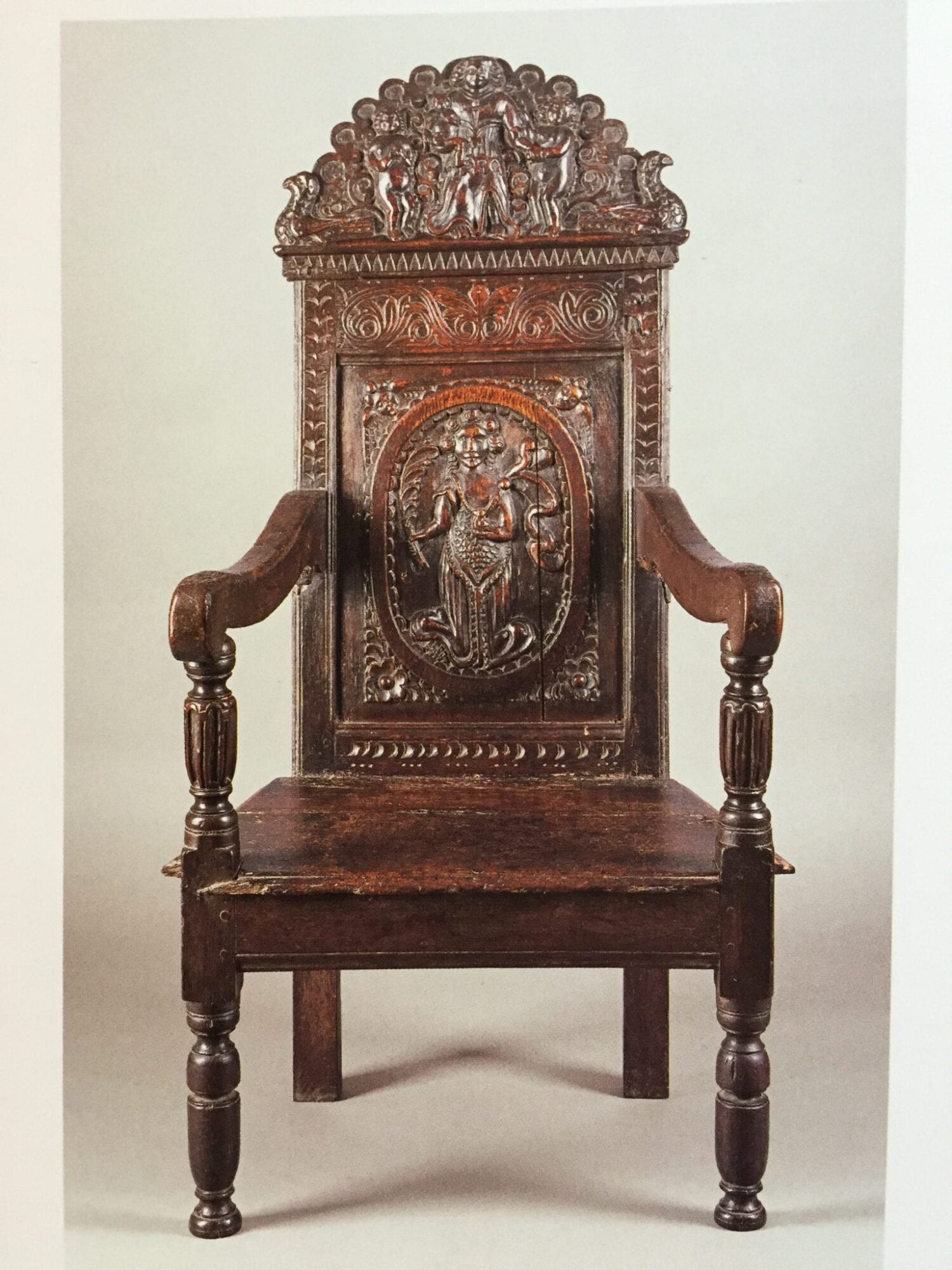 James I oak carved tester bed