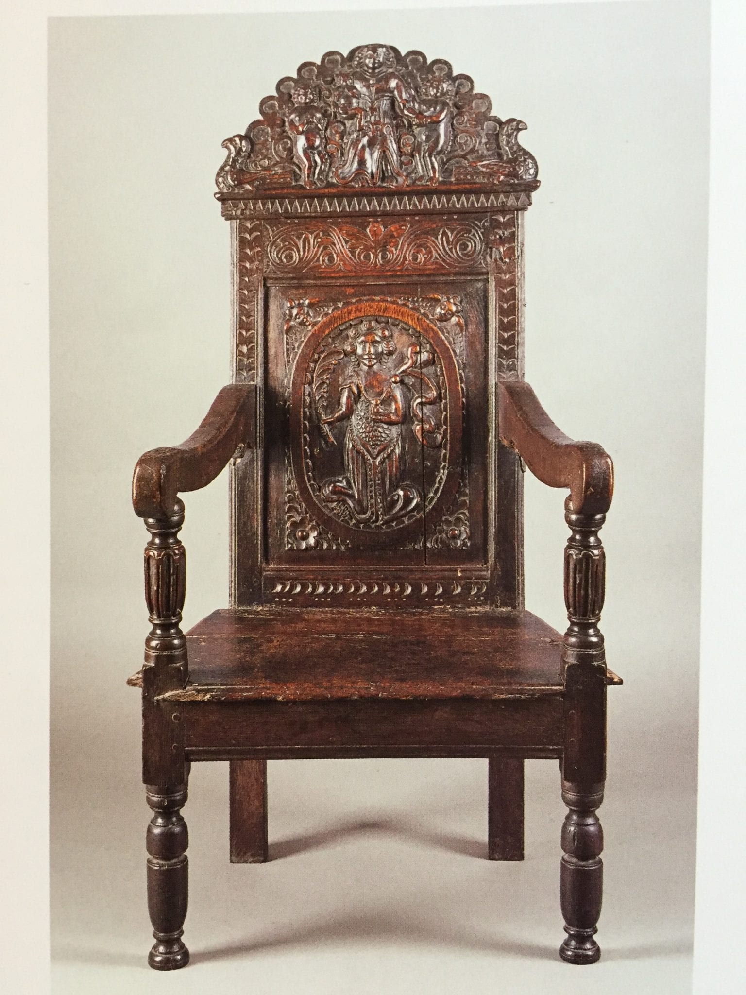 James I oak carved tester bed