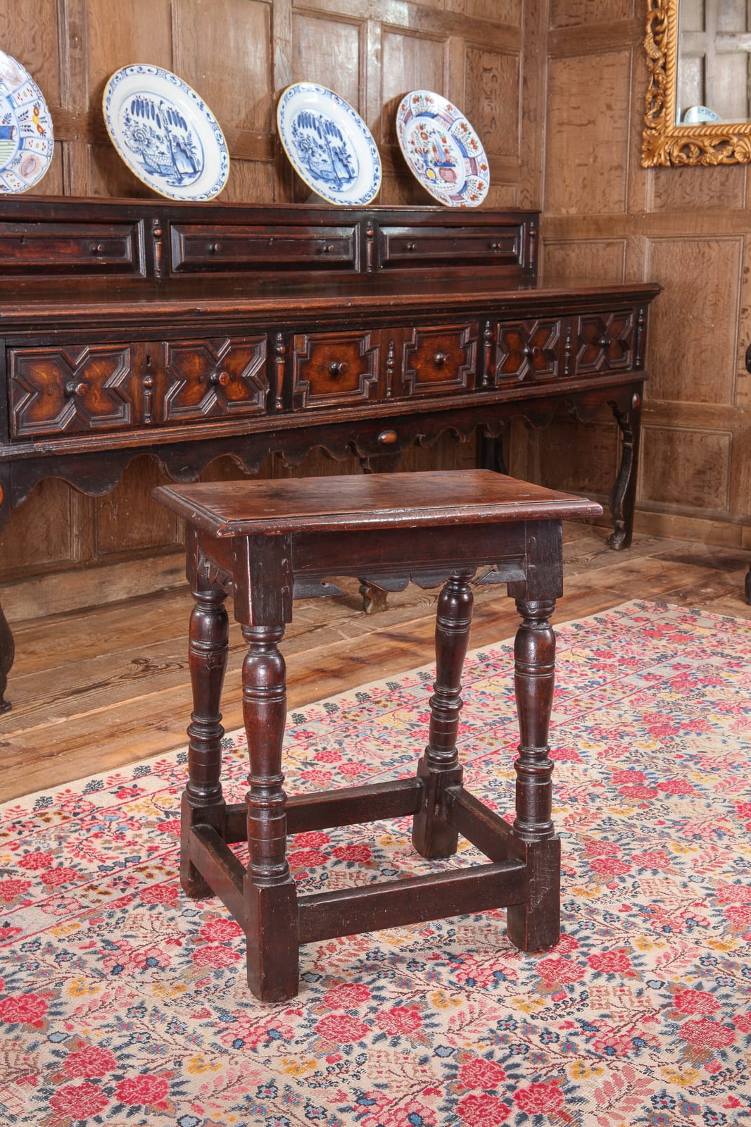 Charles I oak joined stool