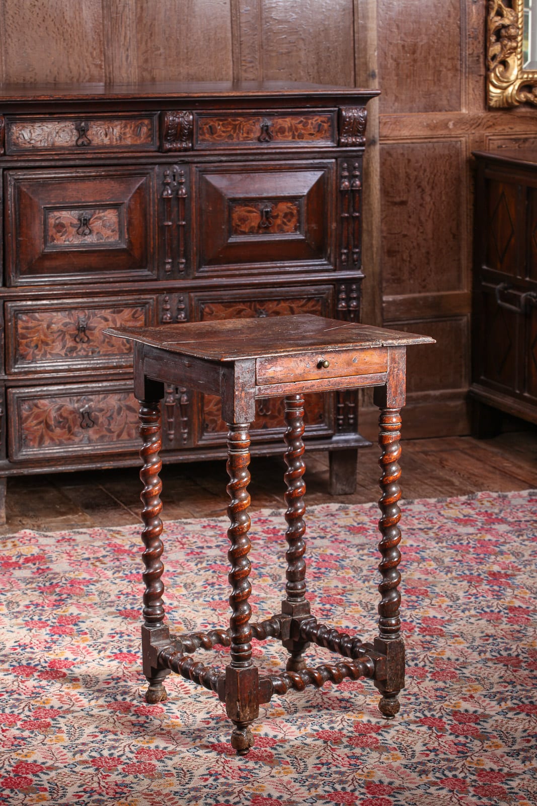 Charles II oak and walnut table