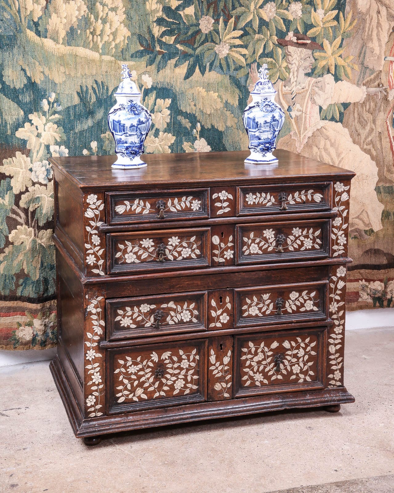 Charles II bone inlaid chest of drawers