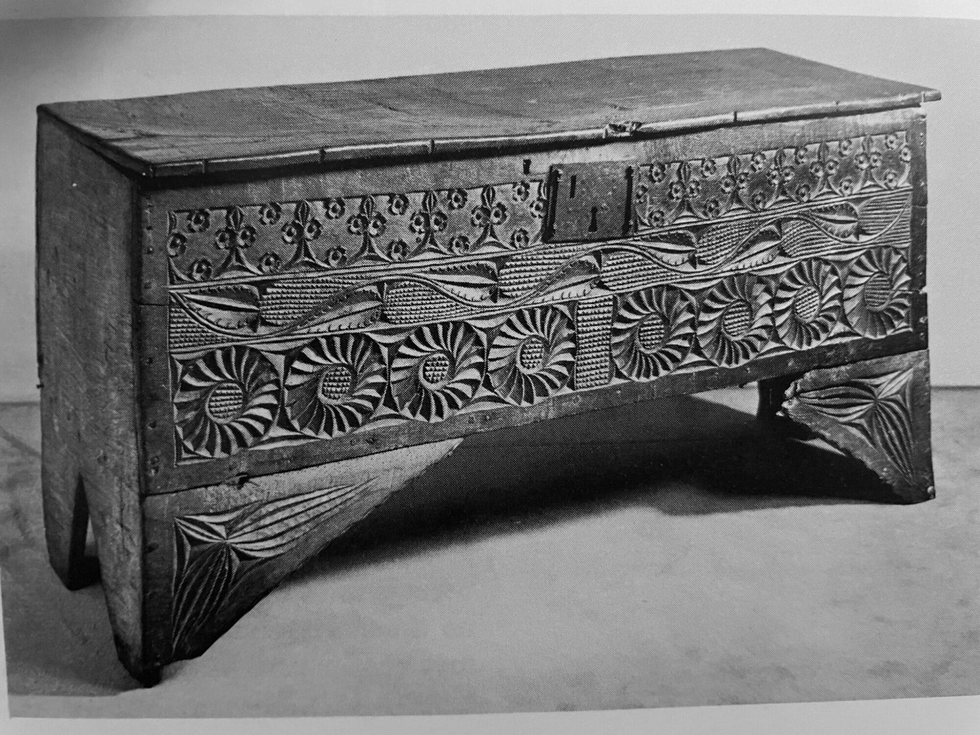 Henry VII boarded oak chest