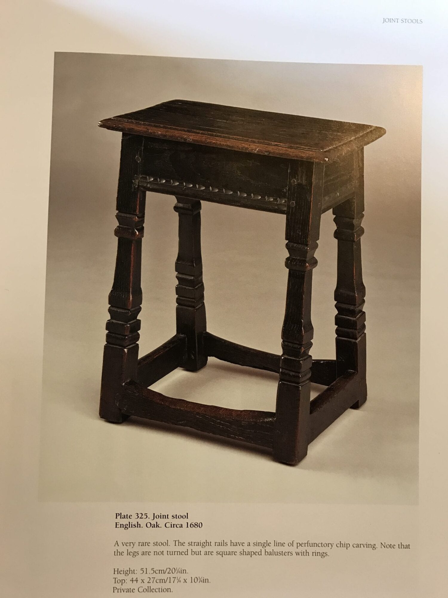 17th century square leg joined oak stool