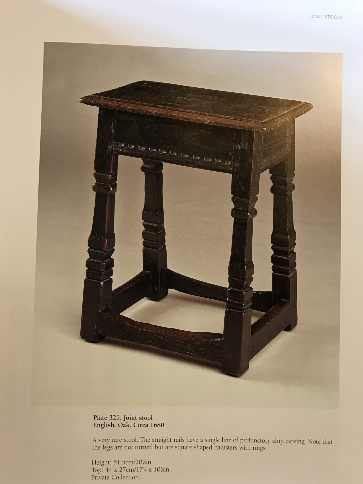 17th century square leg joined oak stool