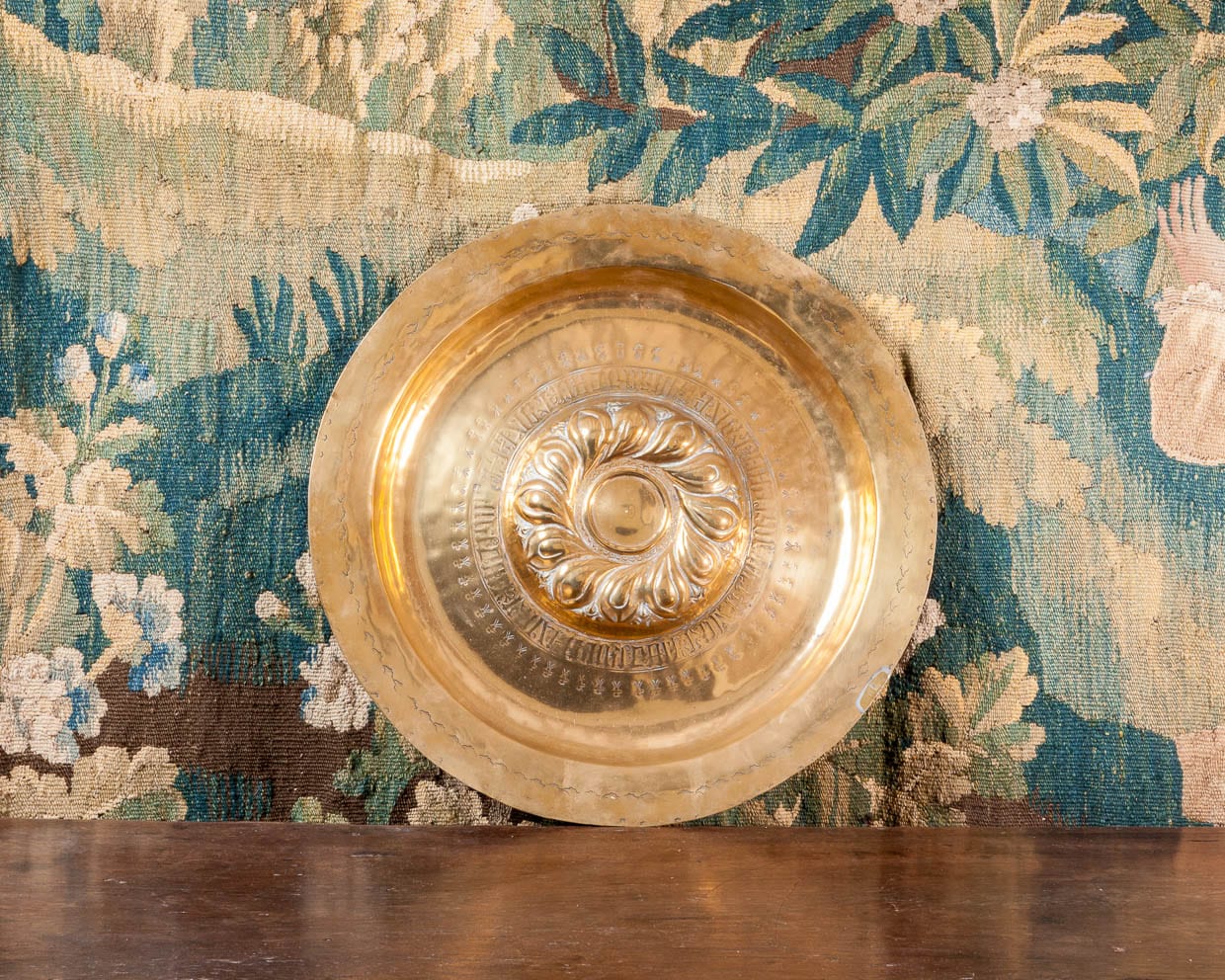 16th century brass alms dish
